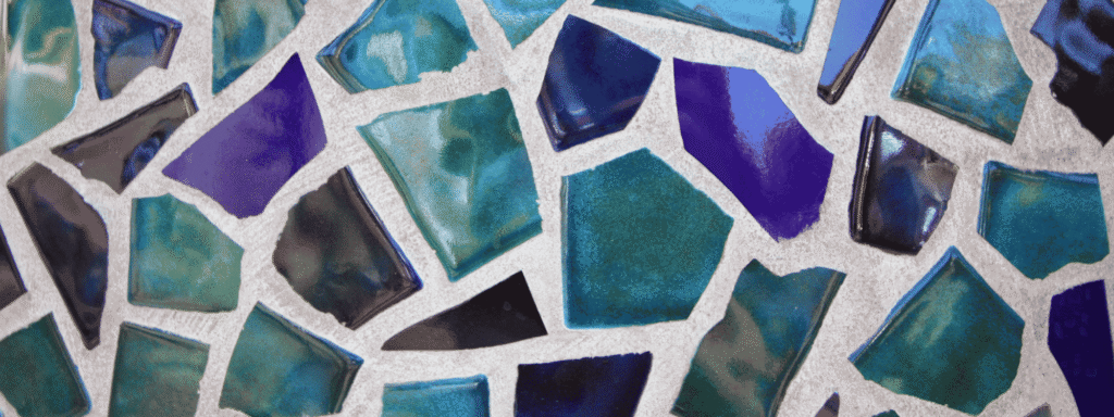 Mosaic of many blue and teal glass tiles, a picture of portfolio diversification